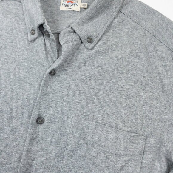 Faherty Thompson Pique Button Down Shirt Men's Small Gray Long Sleeve MXF2207 - Picture 5 of 13